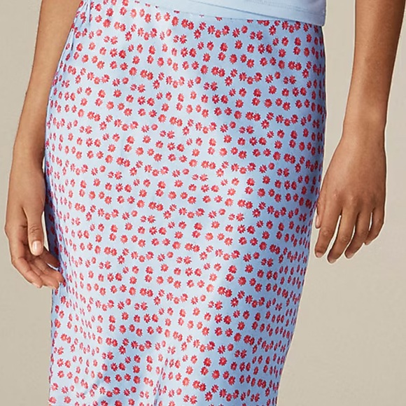 J. Crew Dresses & Skirts - J. Crew Gwen knee-length slip skirt in blue and red summer fields print. 🌸